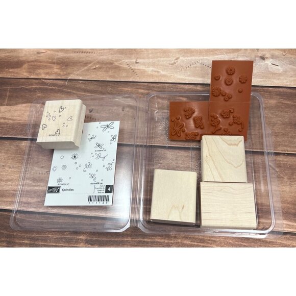 STAMPIN' UP! 111129 SPRINKLES WOOD MOUNTED RUBBER STAMP SET OF 4 - Picture 3 of 3